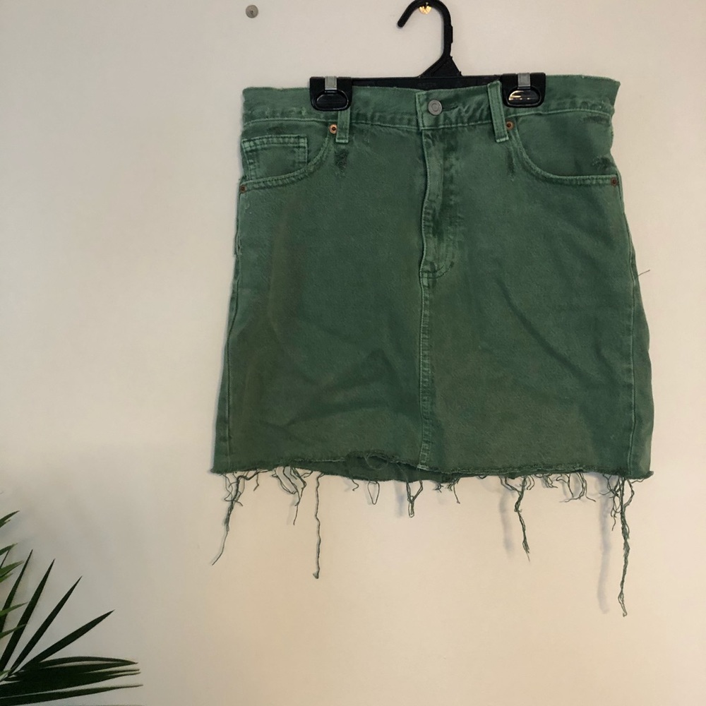 Green denim skirt